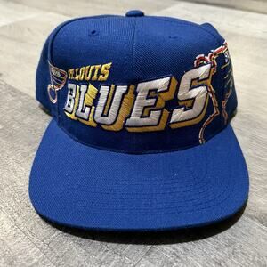 Vintage St. Louis Blues Sports Specialties Grid Snapback Hat Cap 90s Sportswear